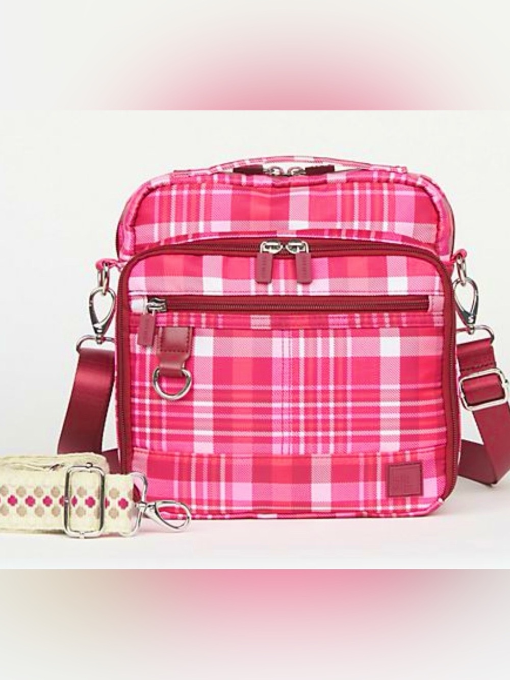 IHKWIP Pink Plaid Crossbody Bag. NWT